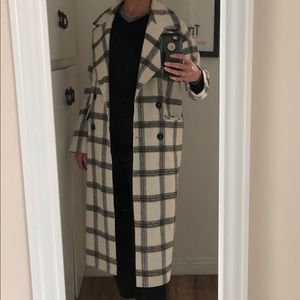 Misguided Black and white double breasted trench